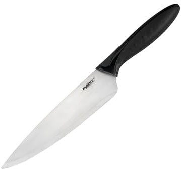 Zyliss Chef's Knife with Sheath Cover - Stainless Steel Knife - Fruit, Vegetable, Herbs & Meats Knife - Travel Knife with Safety Kitchen Blade Guards - Dishwasher & Hand Wash Safe - 7.25 - Black