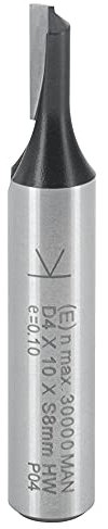 ENT 10044 Nutfräser HW, Schaft (S) 8 mm, Durchmesser (D) 4 mm, NL 10 mm, Z1, SL 32 mm, GL 48 mm