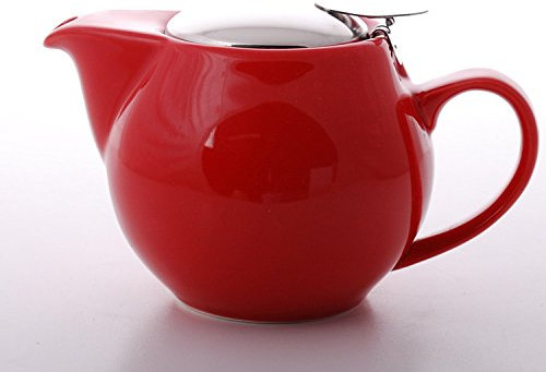 Cha Cult Kanne Saara Porzellan rot, mit Edelstahlsieb und Deckel 0,5 l