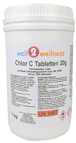 well2wellness anorganische Chlortabletten 'Chlor C Tabletten 20g' speziell für weiches Wasser - 1,0 kg