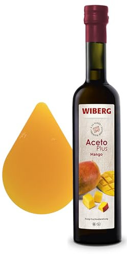 WIBERG AcetoPlus Mango – Essig-Fruchtzubereitung – Fruchtiger Essig mit Mango-Püree für Salate, Saucen & Desserts, 500 ml