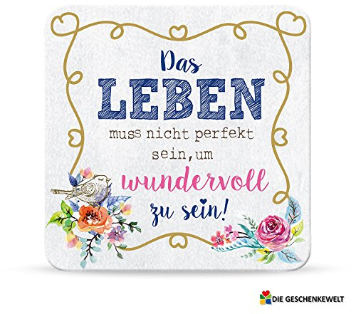 Sheepworld, My Beautytree - 44603 - Untersetzer Nr. B5, Das Leben muss Nicht perfekt Sein, um wundervoll zu Sein!, Kork, 9,5cm x 9,5cm