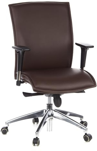 hjh OFFICE 600140 Chefsessel Murano 10 Leder Braun Bürostuhl, mittelhohe Rückenlehne, verstellbare Armlehnen
