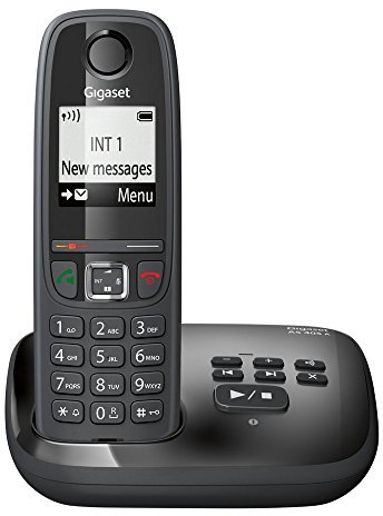 Gigaset AS405A Telefono Cordless, Segreteria Telefonica, Numeri Grandi sul Display, Esclusione della Suoneria per Fasce Orarie, Nero [Italia]