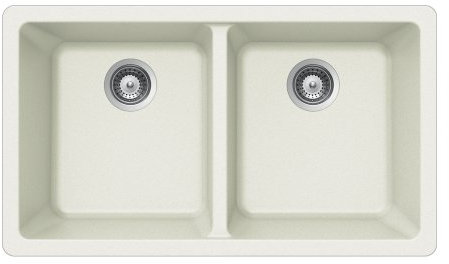 Houzer m-200u-cloud quartztone montaje bajo encimera de granito 50/50 Boles de cocina de doble fregadero