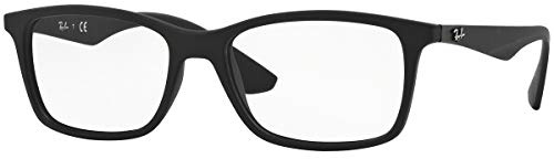 Ray-Ban Unisex RX7047 Rectangular Prescription Eyewear Frames, Matte Black/Demo Lens, 54 mm