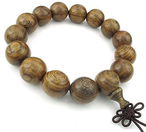 KONOV Jewellery Herren Damen Holz Armband, tibetische buddhistische Sandelholz Perlen Gebet Mala Armreif, Braun (mit Geschenk Tüte)