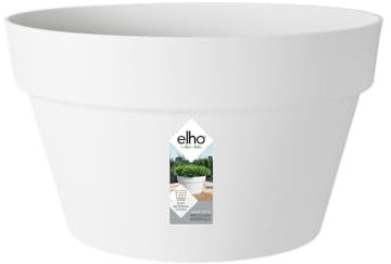 elho Loft Urban Schale 35 - Blumentopf für Außen - Ø 34.5 x H 20.2 cm - Weiß/Weiss
