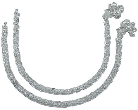 Banithani Bracelet de cheville traditionnel indien pour femme Pieds nus Argenté, One Size, Coton, métal