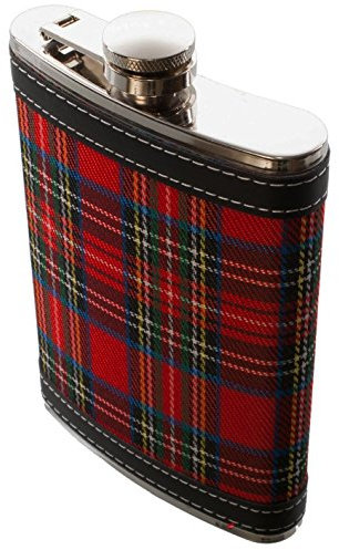 Hip Flask Stainless Steel with Scottish Stewart Royal Tartan Design