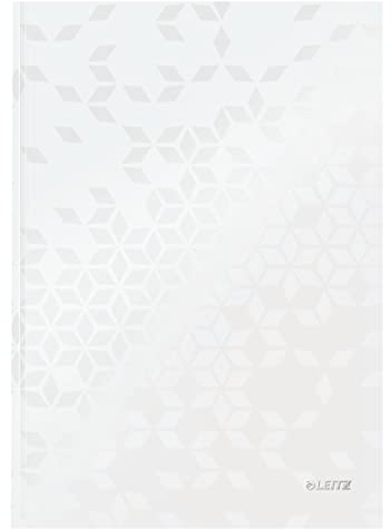 Leitz WOW Notizbuch A4 liniert, Hardcover, 160 Seiten, 80 Blatt FSC-zertifiziertes Papier 80 g/m², Hochwertiger laminierter Einband, Fadenheftung, Für Büro, Schule oder als Tagebuch, Weiß, 46251001