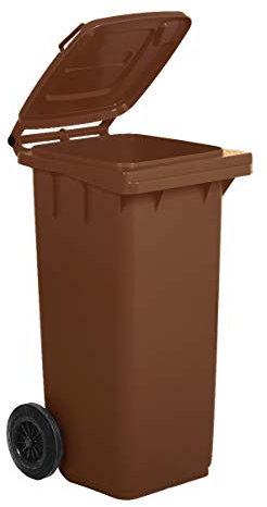 Poubelle pour recyclage des déchets Mobil Plastic 120 l pour usage extérieur - marron (UNI EN 840)