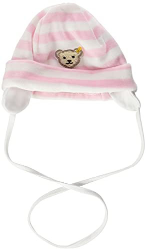 Steiff Unisex - Baby Mütze 0002850 Mütze Gr. 43 Cm Kopfumfang, Gestreift, Gr. One Size (Herstellergröße: 43), Rosa (Barely Pink 2560)