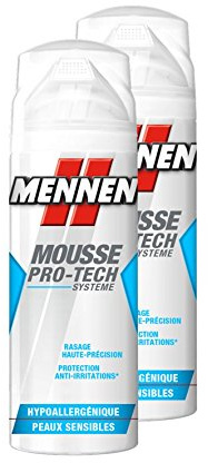 Mennen – Espuma de afeitar hombre PRO-TECH sistema hipoalergénica para pieles fragiles – 250 ml – juego de 2