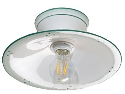 VANNI LAMPADARI- Plafoniera Soffitto Mimosa, Lampadario Soggiorno in Ceramica, Plafoniera Bagno Decorata a Mano, Lampadario Camera da Letto Artigianale, Plafoniera Parete, 30 cm, Verde