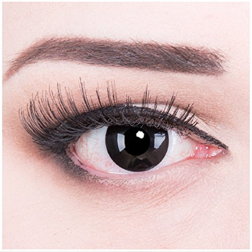 Meralens A0200 Black Out Kontaktlinsen mit Behälter mit Stärke -5,00, 1er Pack (1 x 2 Stück) Perfekt zu Halloween und Fasching.