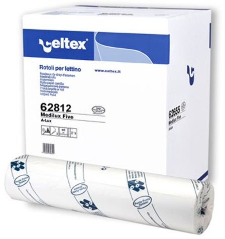 CELTEX - 9 Rouleaux de Drap d’Examen 50x38 - 100% Cellulose, Blanc, Rectangulaire, Texture Laid, Papier pour Table d’Examen