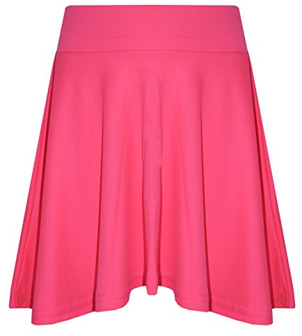 A2Z 4 Kids Girls Plain Skater Skirt Camouflage for School Trendy Soft Feel - Plain Skater Skirt Neon Pink 7-8
