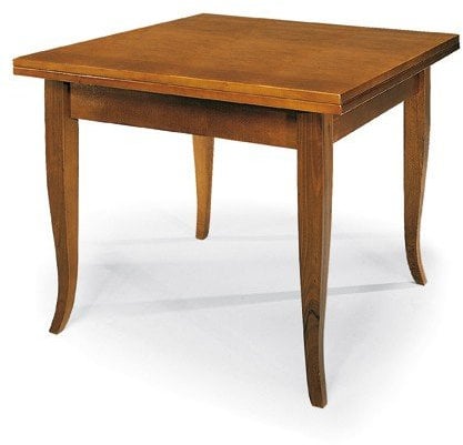 KONTE.DESIGN Tavolo SANTO SPIRITO allungabile a Libro, in legno nobilitato stile arte povera, finitura noce, 100 x 100 x 78 cm-200 x 100 x 78 cm