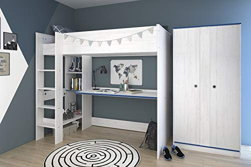 Parisot Hochbett extra hoch mit Schrank Smoozy 4a + 4b Blau/Pink