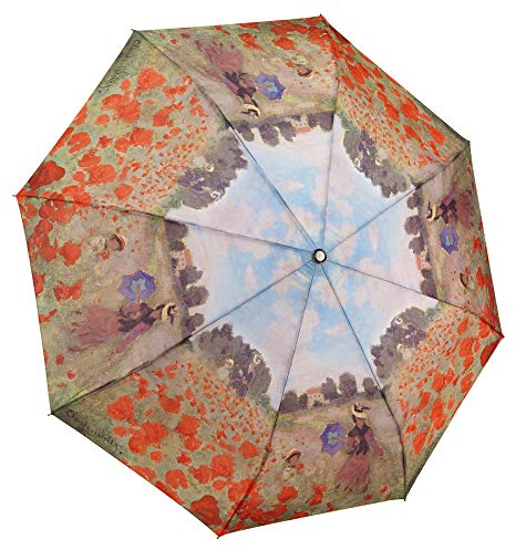 Blooming Brollies Galleria – Regenschirm zusammenklappbar Damen – Champ De Coquelicot von Monet – Automatische Öffnen und Schließen