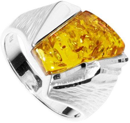 InCollections Damen-Ring 925/000 Sterlingsilber mit Bernstein Größe 62 (19.7) OS08068