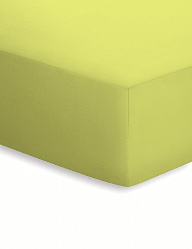 schlafgut 50151-00002000-045-185 Jersey-Elasthan Spannbetttuch, Baumwoll-Mischgewebe, Kiwi, 220 x 150 x 1 cm