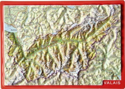 Valais. Wallis. Vallese, Reliefpostkarte: Tiefgezogene Reliefpostkarte
