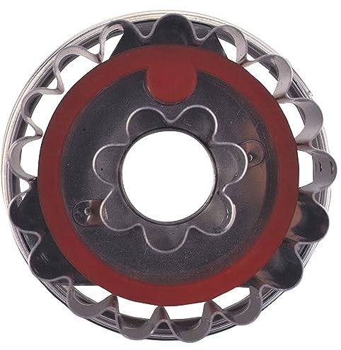 Städter 966025 Linzer- Ausstecher mit Auswerfer Blume, Edelstahl, Silber/rot, 4,8 x 4,8 x 4,8 cm