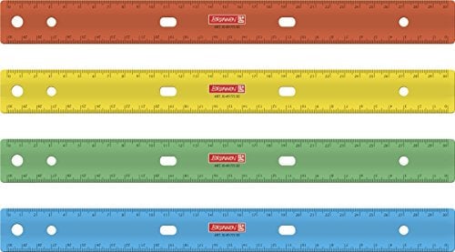 Brunnen 104977330 Lineal für Schule und Büro 30 cm, zum Abheften, für 2- und 4-Ring-Mechaniken, 4 verschiedene Farben)