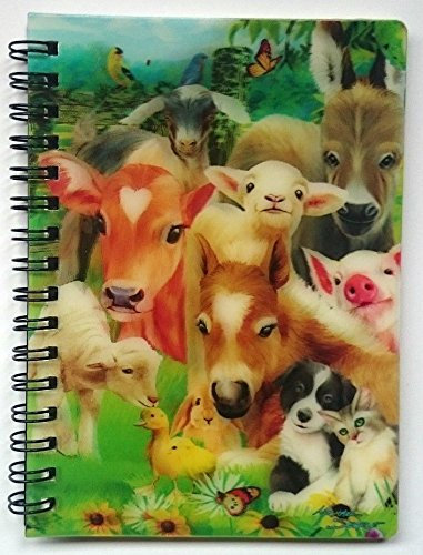 3D LiveLife Jotter - Baby Nutztiere von Deluxebase. Linsenförmigeses 3D-süßes A6-Spiral-Notizbuch. Liniertes Notizbuch mit Kunstwerken, die vom bekannten Künstler Michael Searle lizenziert wurden