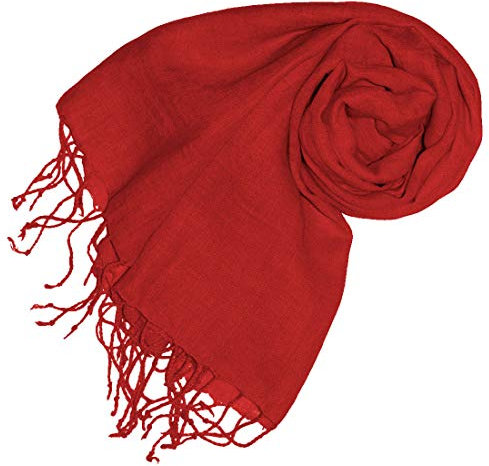 Lorenzo Cana Damenschal Schal Tuch Leinenschal 65 x 175 cm 100% Leinen Rot Dunkelrot Tomatenrot Bordeaux Damentuch 93074