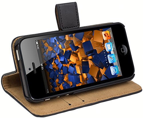 mumbi Ledertasche im Bookstyle für iPhone 5 5S Tasche schwarz