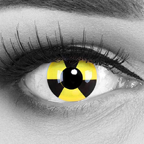 Lenti a Contatto Colorate Arancioni - con Porta Lenti a Contatto - morbide comode da Indossare e Ideali per Halloween Manga Anime Cosplay o Carnevale Senza correzione Radiate Funnylens