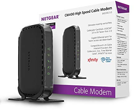 Netgear CM400-100NAS 340000Kbit/s Modems (340000 Kbit/s, 64 MB, 8 MB, Schwarz, 122 Mbit/s, 343 Mbit/s)