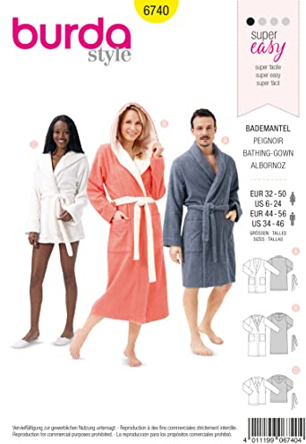 Burda Style Sewing Pattern B6740 Unisex Bath Robes
