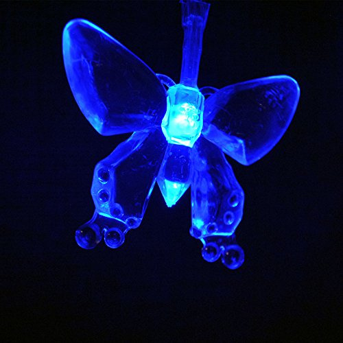LightsGo batteriebetriebene LED-Lichterkette mit Dekorations-Schmetterlingen, 40 LEDs, 4 m 40LED 4M blau