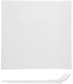 H&H Piatto Porcellana Quadrato Ala 25,5 Arredo Tavola, Bianco