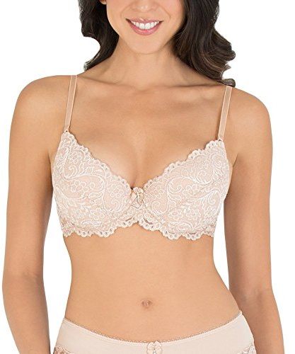 Smart & Sexy Women's Signature Lace Push-up Bra, Semi-Sheer, in The Buff, 36 C