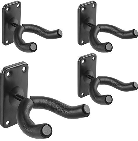 Flexzion Lot de 4 crochets muraux pour guitare, mandoline, banjo, basse, instrument de musique à domicile avec fourche recouverte de mousse pour guitare électrique, acoustique, mandoline, banjo,