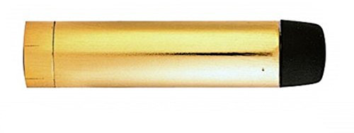 Solid Concealed Fix Cylinder Pattern Wall/Skirting Mounted Door Stop without Rose - 70mm Projection (Polished Brass)