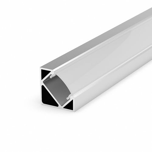 Mextronic Anodised Aluminiumprofil eloxierte Aluminium Profile LED Profil Alu Winkel Aufputzprofil M3-1 opal Abdeckung 100CM Alu für LED Streifen Leisten