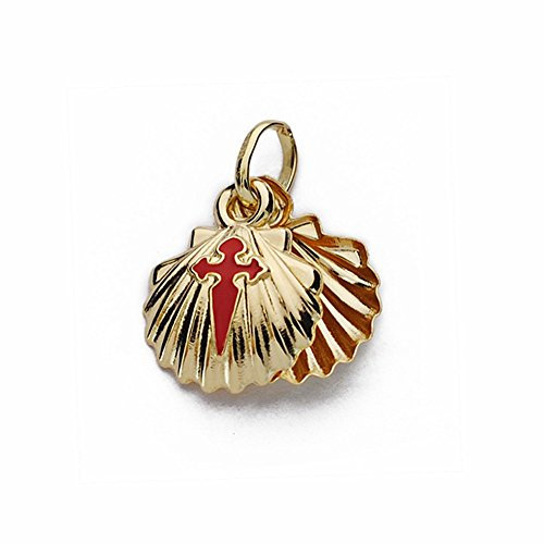 Inmaculada Romero IR Pendentif or 18k double croix coquille Saint-Jacques de 10mm. [AA2001]