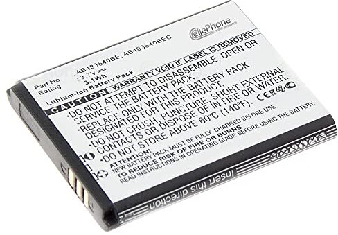 cellePhone Batterie Li-ION Compatible avec Samsung B3210 B3310 J600 J610 J750 E740 L600 S7350 S8300 F110 Z170 (Remplacement pour AB483640BE)