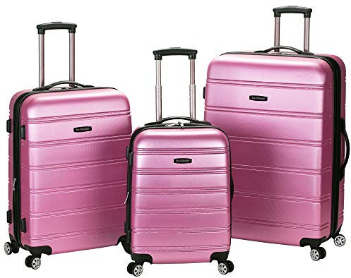 Rockland Melbourne Hardside Bagages de Roue de Spinner Extensibles, Rose Bonbon, 3-Piece Set (20/24/28), Melbourne Valise Rigide Extensible