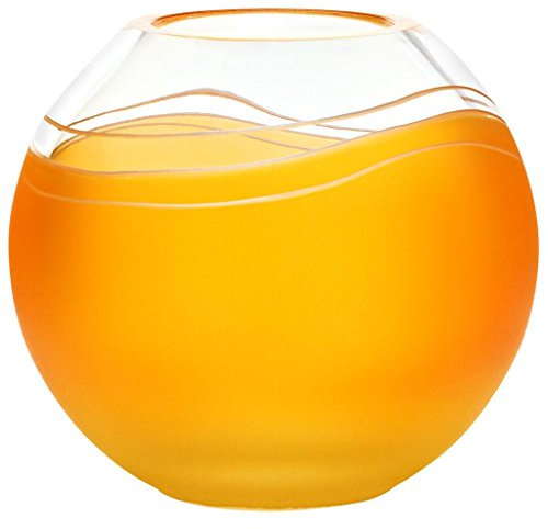 CRISTALICA Kugelvase Vase Blumenvase Elements Orange Gelb D 15 cm Kristallglas Tischvase Tischdeko Hochzeitdeko