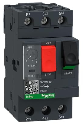 Schneider Electric Motorschutzschalter, 3-polig, GV2ME10 | 4-6.3A, Tasterbetätigung, Schraubanschluss, IP20