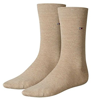 TOMMY HILFIGER Damensocken Doppelpack Uni/Raute beige Größe 35-38