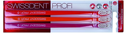 SWISSDENT PROFI WHITENING TRIO Zahnbürsten , Farben Rot, Orange & Pink , Ausgezeichnete & patentierte Whitening Zahnbürsten