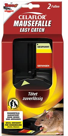 Celaflor Mausefalle Easy Catch, Innovative Mausefalle, ohne Sehen und Anfassen, 2 Stück